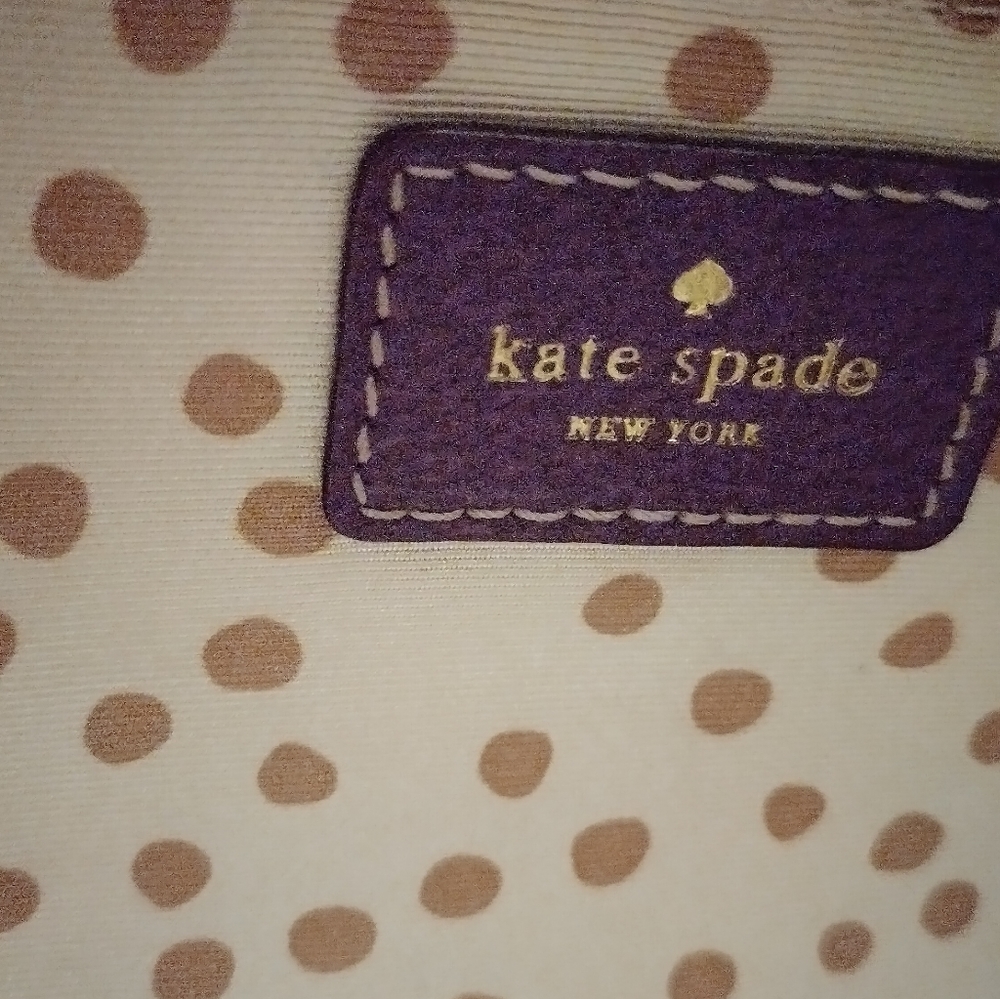 KATE SPADE Purple Satchel with removable strap polkadot lining - Picture 3 of 7